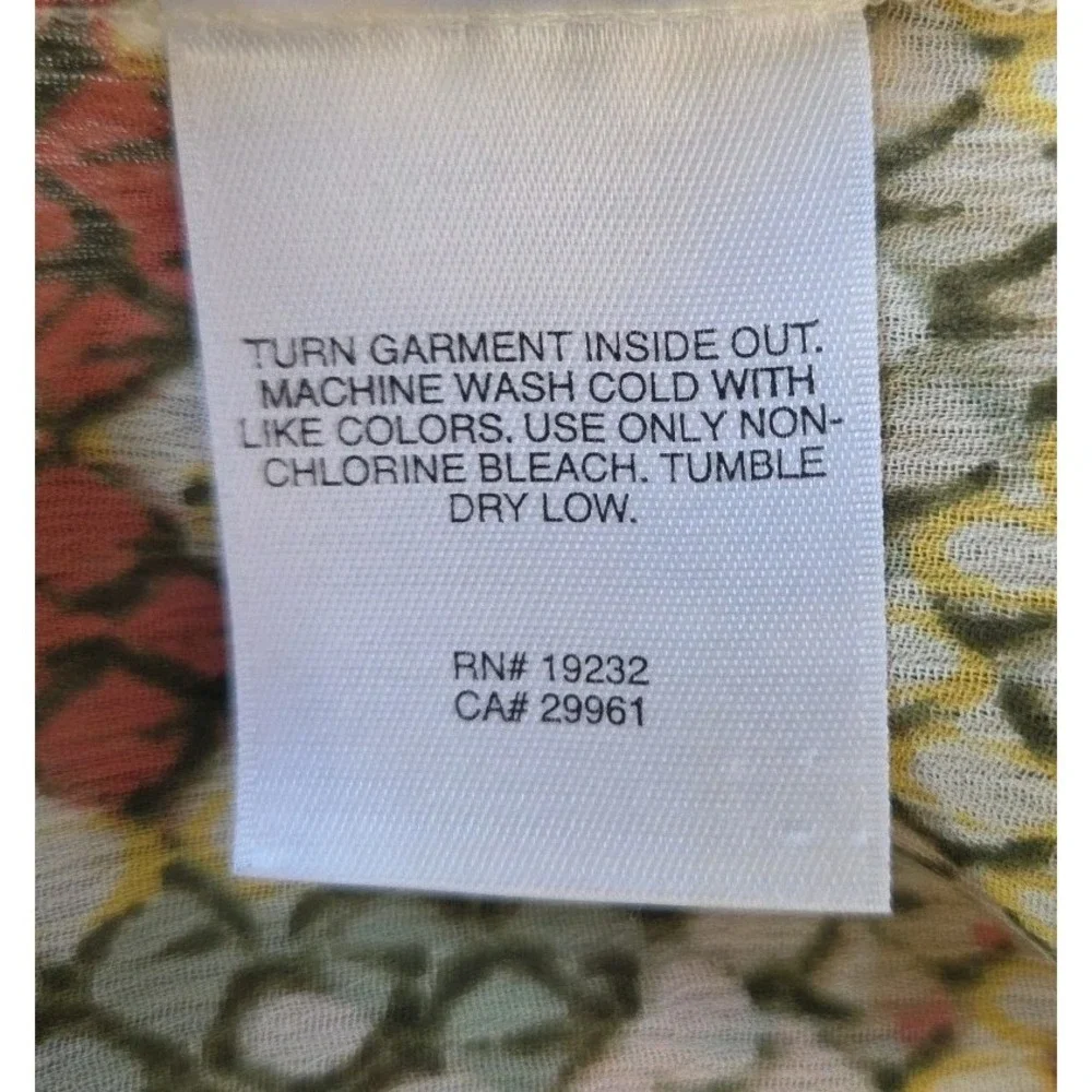 Alfred Dunner Popover Top 16P Multicolor Lightweight‎ 3/4 Sleeves Relaxed Flowy